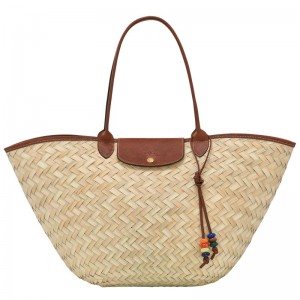 Bolsa de Mão Longchamp Le Panier Pliage XL Feminino Marrom | 4863-AKCYG