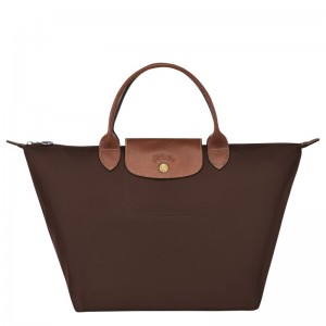 Bolsa de Mão Longchamp Le Pliage Original M Feminino Chocolate | 8257-HTUJY