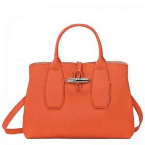 Bolsa de Mão Longchamp Roseau M Feminino Laranja | 7629-ERVMD