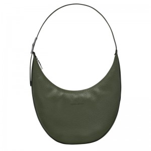 Bolsas De Ombro Longchamp Roseau Essential L Feminino Caqui | 6195-TLNBJ