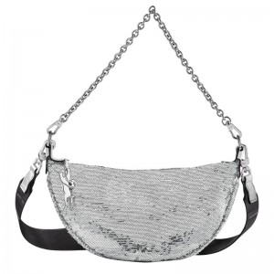 Bolsas De Ombro Longchamp Smile S Feminino Prateadas | 4603-EHPCM