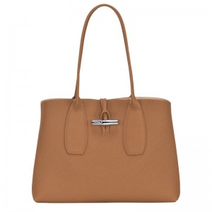 Bolsas Tote Longchamp Roseau L Feminino Bege | 3158-JXFVL