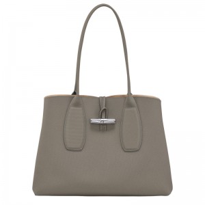 Bolsas Tote Longchamp Roseau L Feminino Cinzentas | 9726-VQULC