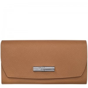 Carteira Longchamp Roseau Continental Feminino Bege | 3825-OLUDK