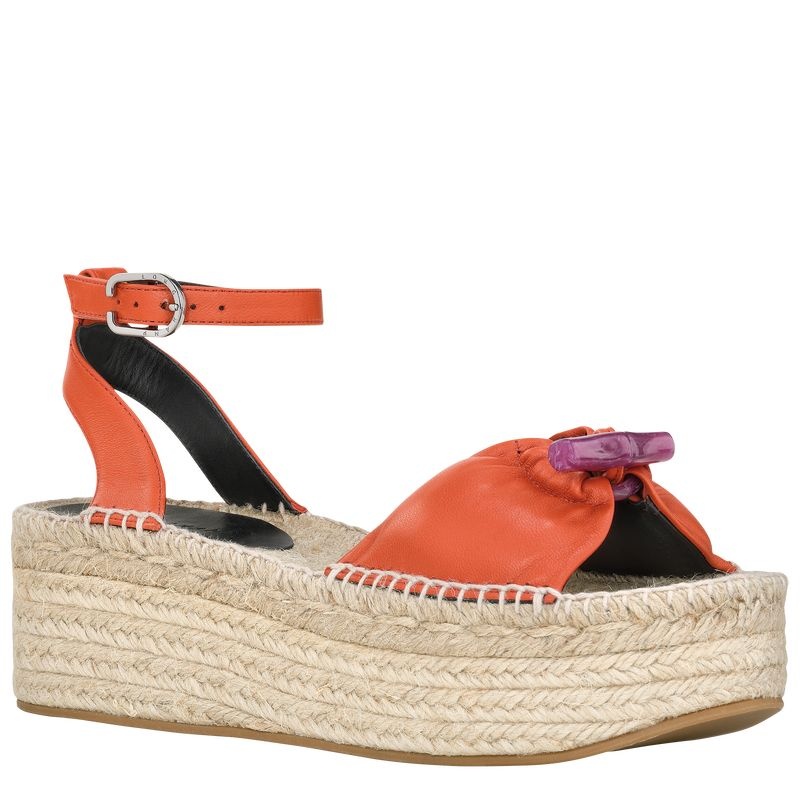 Alpargatas Longchamp Roseau Wedge Feminino Laranja | 6837-KHLSQ