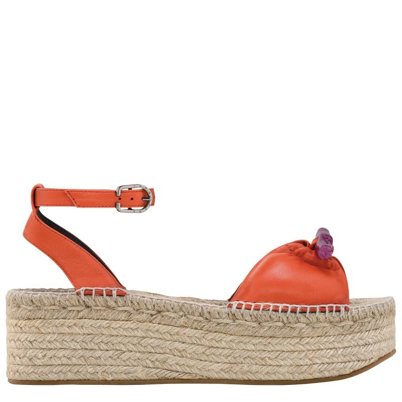 Alpargatas Longchamp Roseau Wedge Feminino Laranja | 6837-KHLSQ