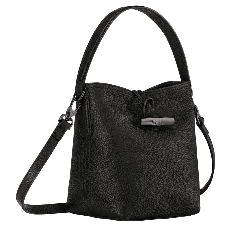 Bolsa Balde Longchamp Roseau Essential XS Feminino Pretas | 5297-PFENR