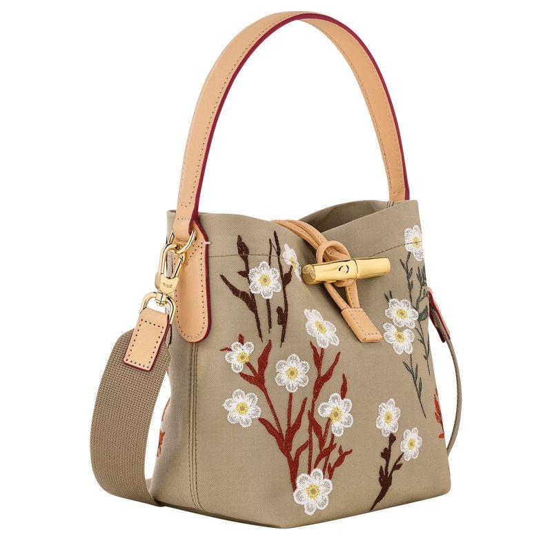 Bolsa Balde Longchamp Roseau XS Feminino Bege | 7946-LPUAH