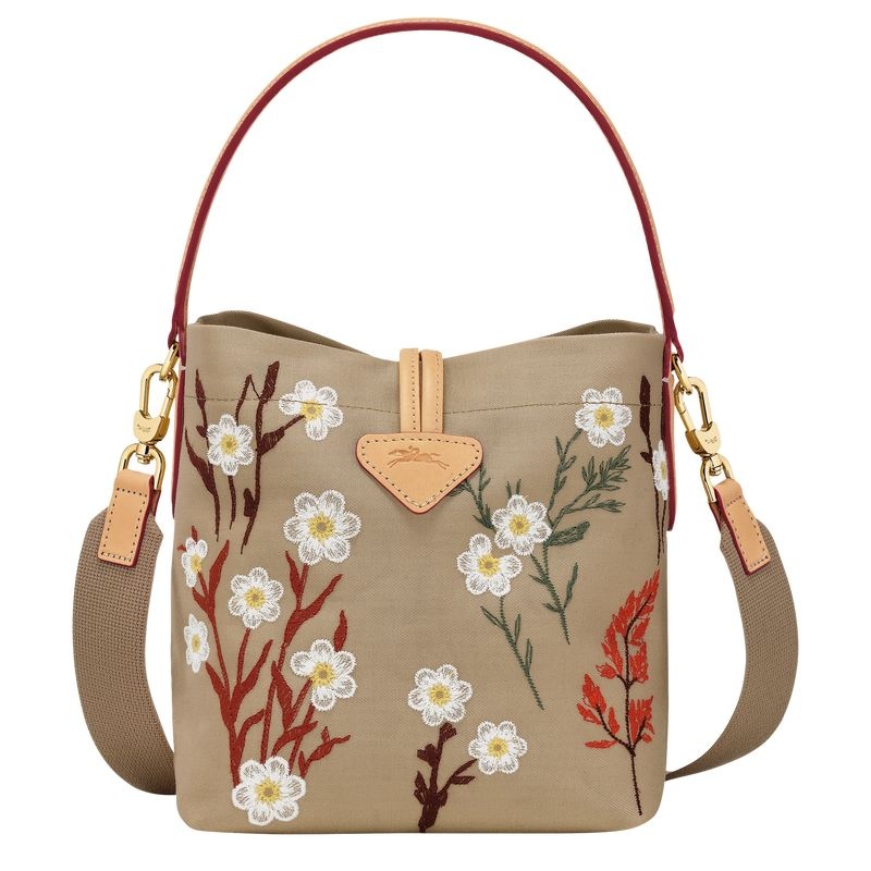 Bolsa Balde Longchamp Roseau XS Feminino Bege | 7946-LPUAH