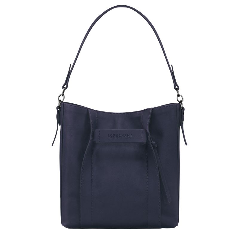 Bolsa Hobo Longchamp 3D M Feminino Azul Marinho | 2416-BPZFV