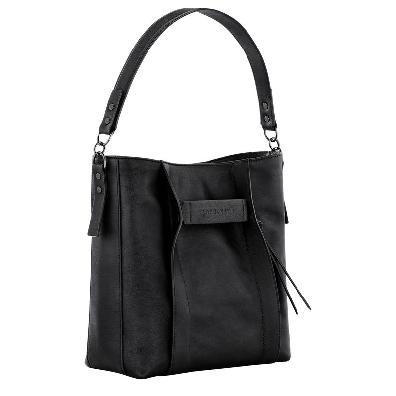 Bolsa Hobo Longchamp 3D M Feminino Pretas | 3647-VPBXN