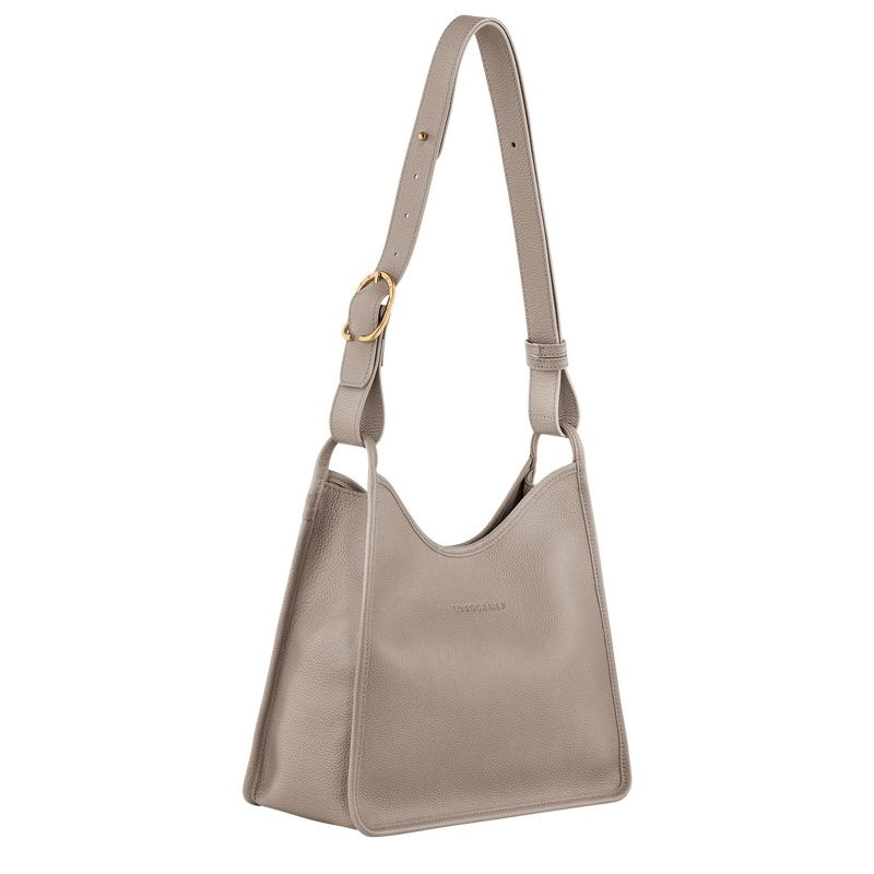 Bolsa Hobo Longchamp Le Foulonné M Feminino Cinzentas | 2036-CWFNA