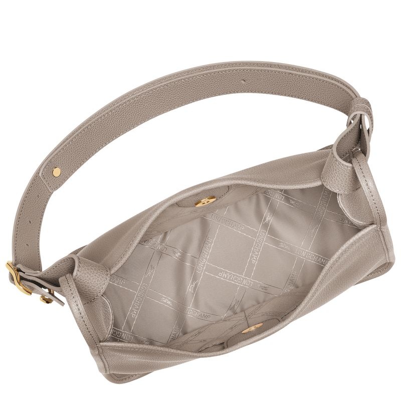 Bolsa Hobo Longchamp Le Foulonné M Feminino Cinzentas | 2036-CWFNA