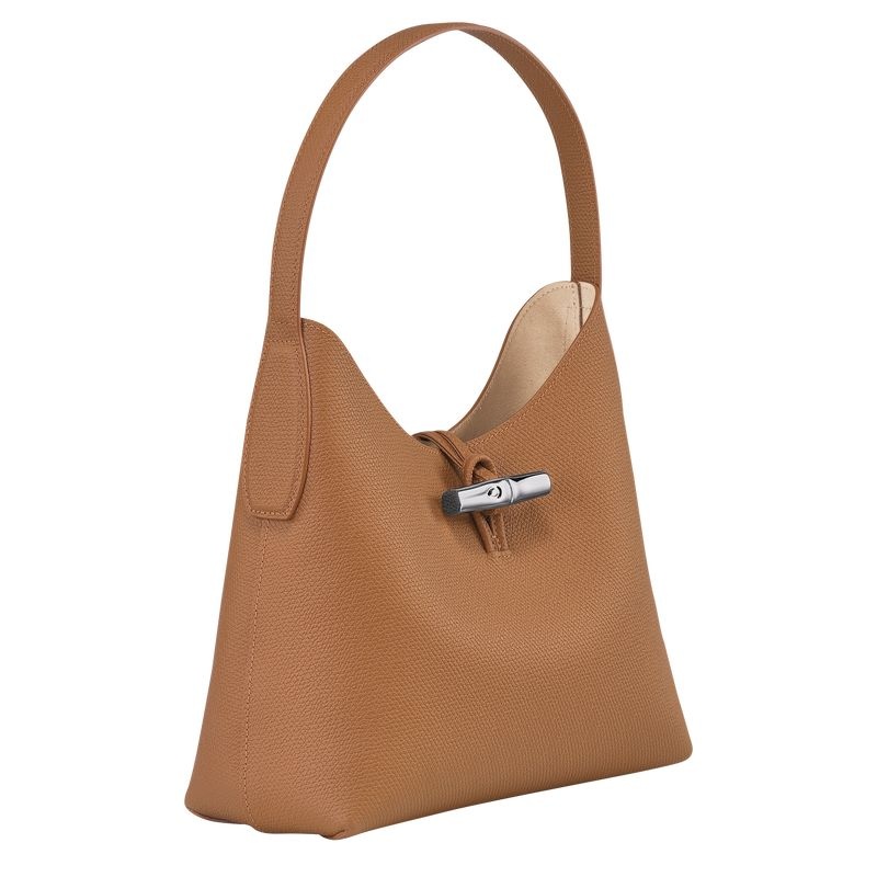 Bolsa Hobo Longchamp Roseau M Feminino Bege | 5278-KROSH