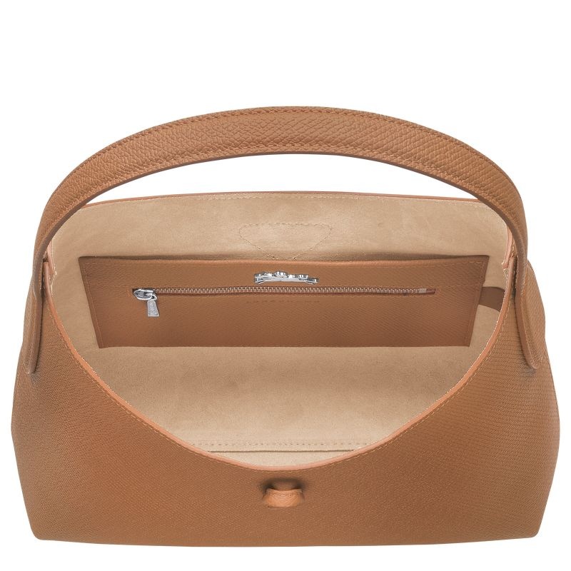 Bolsa Hobo Longchamp Roseau M Feminino Bege | 5278-KROSH