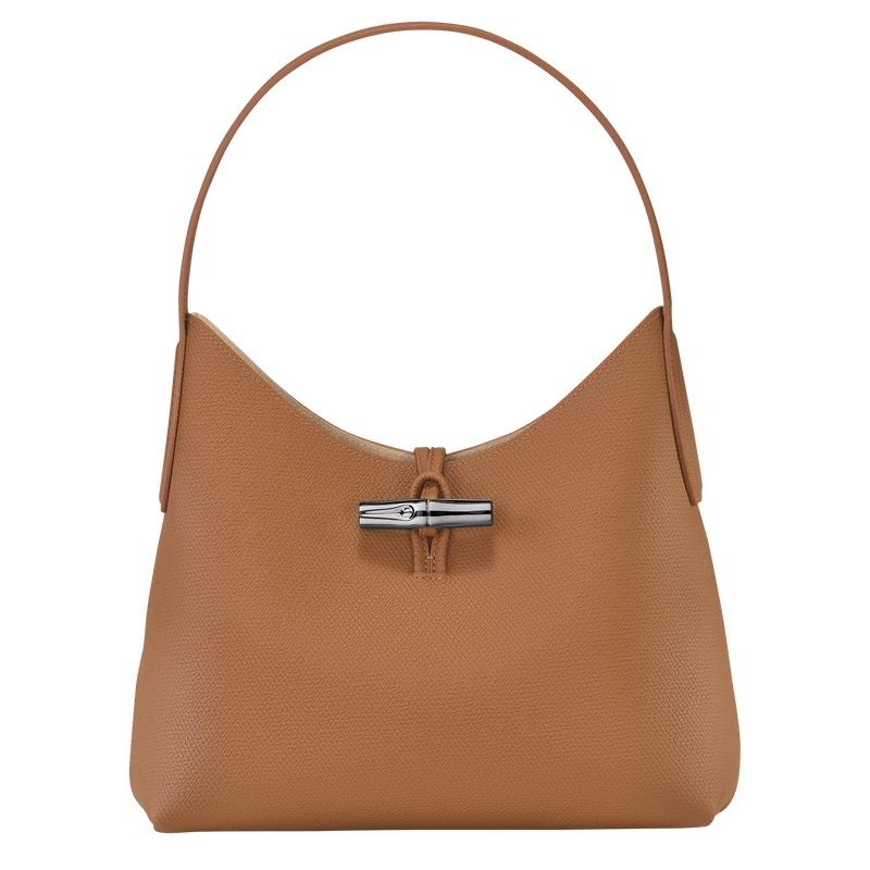 Bolsa Hobo Longchamp Roseau M Feminino Bege | 5278-KROSH