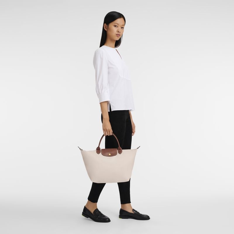 Bolsa de Mão Longchamp Le Pliage Original M Feminino Branco | 6123-PELCO