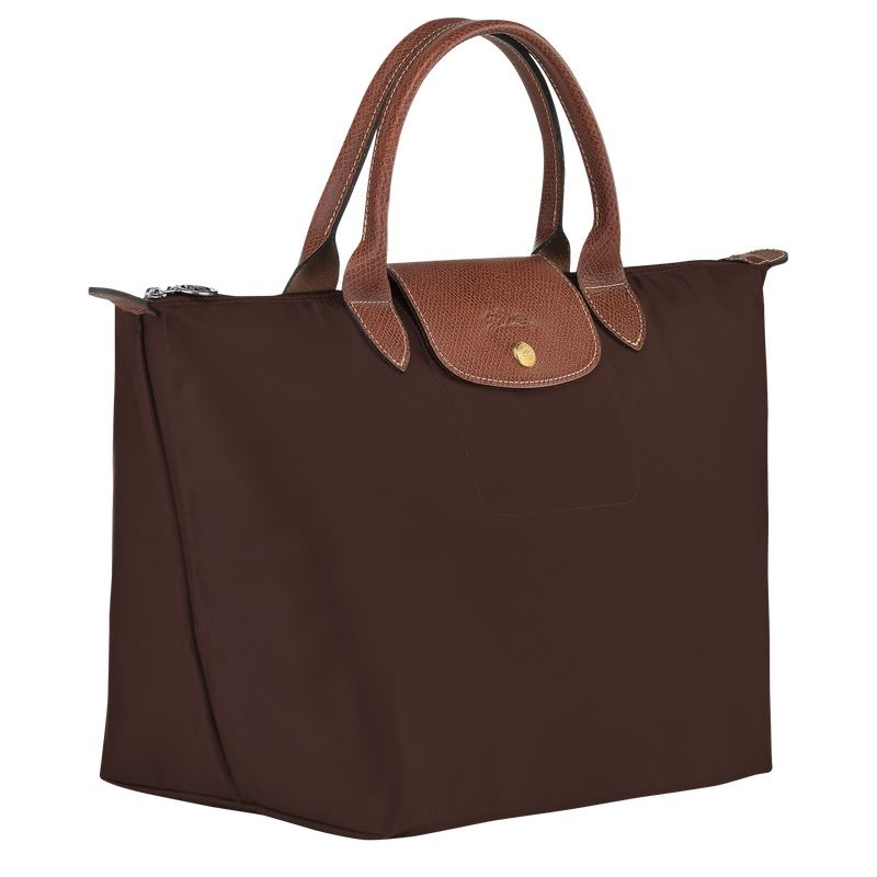 Bolsa de Mão Longchamp Le Pliage Original M Feminino Chocolate | 8257-HTUJY