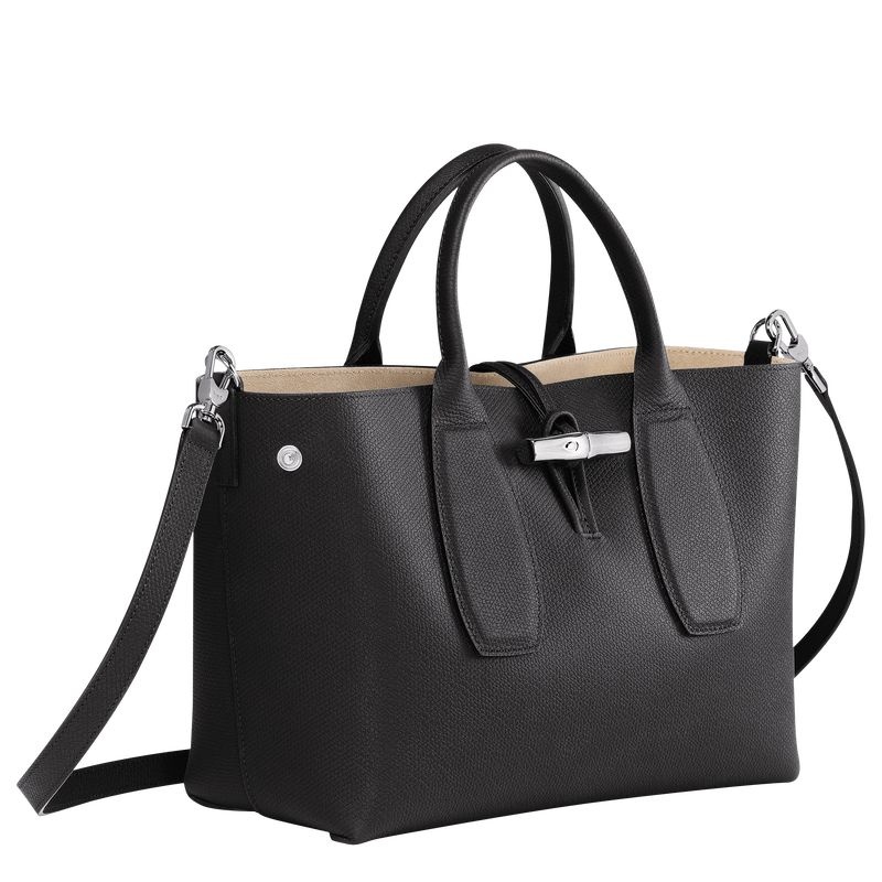 Bolsa de Mão Longchamp Roseau M Feminino Pretas | 4098-CFHGA