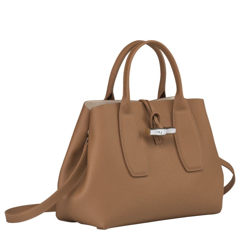 Bolsa de Mão Longchamp Roseau M Feminino Bege | 4327-SRUJD