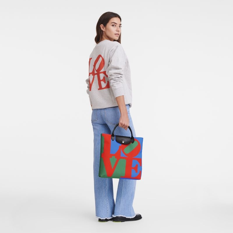 Bolsa de Mão Longchamp x Robert Indiana L Feminino Vermelhas Azul Marinho | 9416-WGQKB