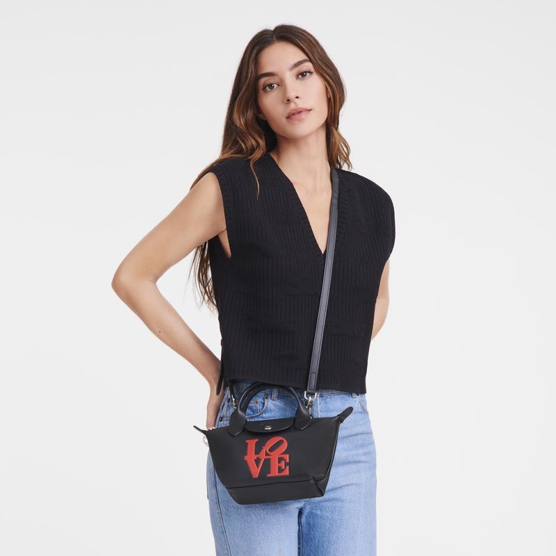 Bolsa de Mão Longchamp x Robert Indiana XS Feminino Pretas | 9135-QLATK