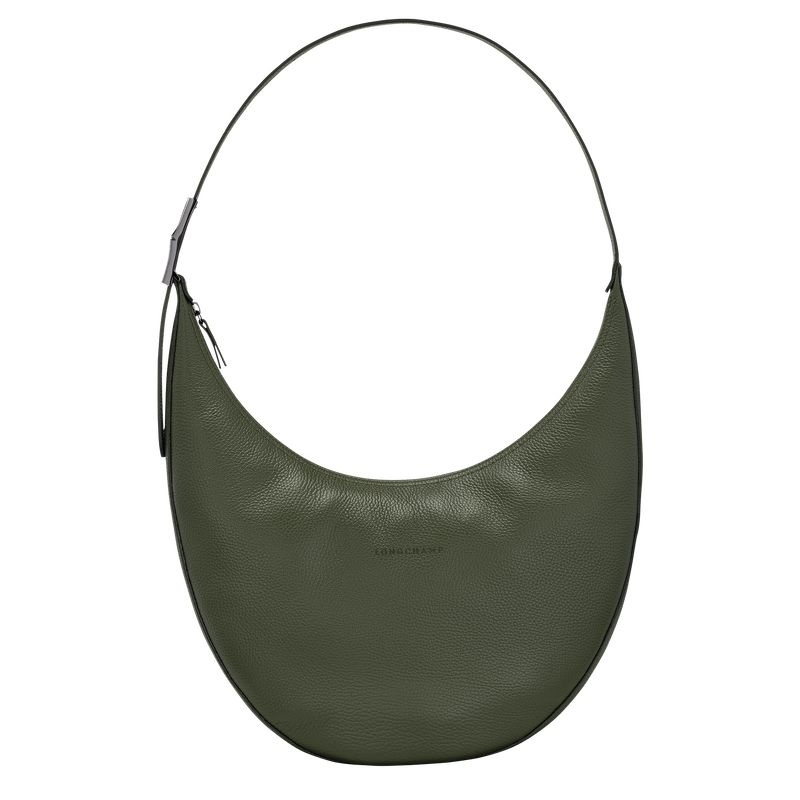 Bolsas De Ombro Longchamp Roseau Essential L Feminino Caqui | 6195-TLNBJ