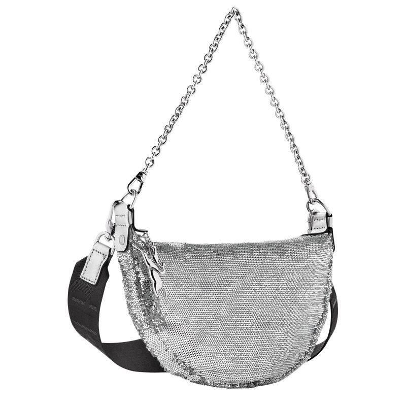 Bolsas De Ombro Longchamp Smile S Feminino Prateadas | 4603-EHPCM