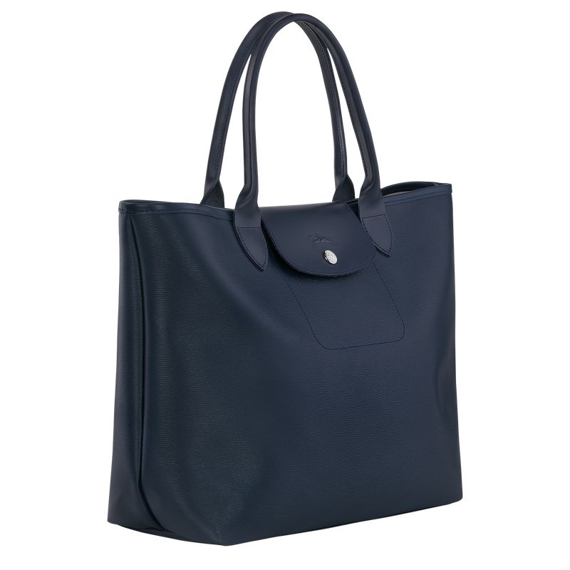 Bolsas Tote Longchamp Le Pliage City L Feminino Azul Marinho | 8753-GVDCA