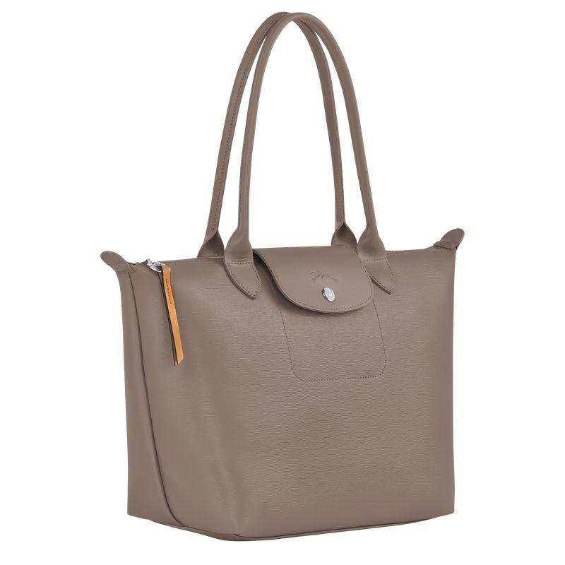 Bolsas Tote Longchamp Le Pliage City M Feminino Cinzentas Marrom | 7863-FUCSR