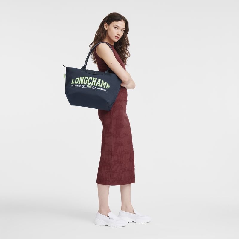 Bolsas Tote Longchamp Le Pliage Coleções L Feminino Azul Marinho | 6170-TWFEI