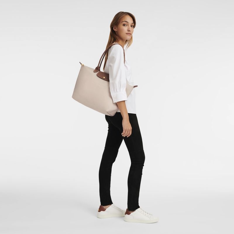 Bolsas Tote Longchamp Le Pliage Original L Feminino Branco | 8315-RINWD