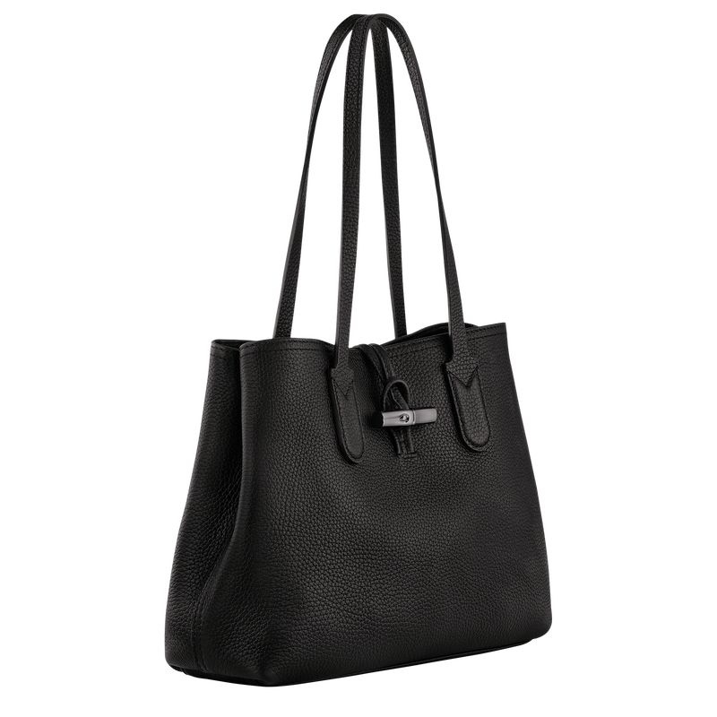 Bolsas Tote Longchamp Roseau Essential M Feminino Pretas | 3816-APIQT