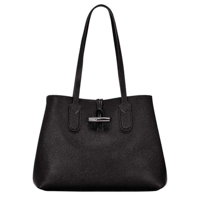 Bolsas Tote Longchamp Roseau Essential M Feminino Pretas | 3816-APIQT