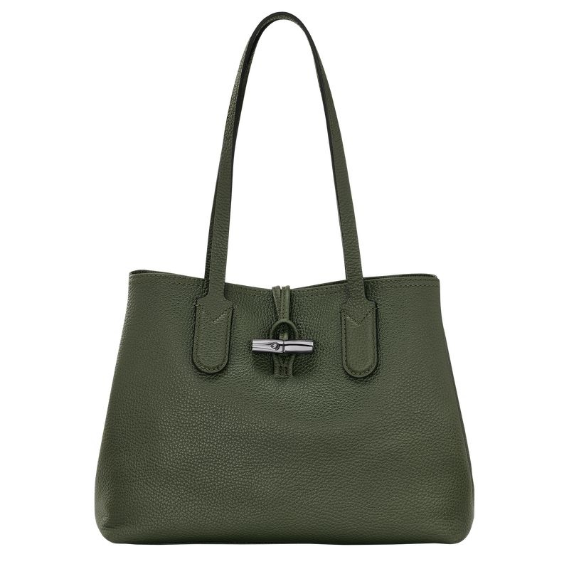 Bolsas Tote Longchamp Roseau Essential M Feminino Caqui | 6218-YLSJR