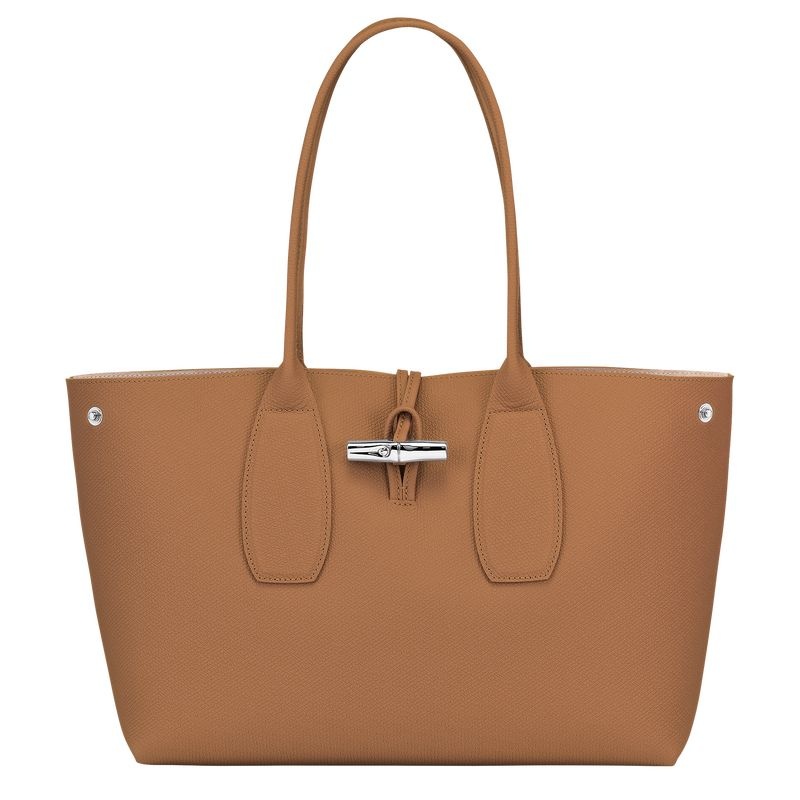 Bolsas Tote Longchamp Roseau L Feminino Bege | 3158-JXFVL