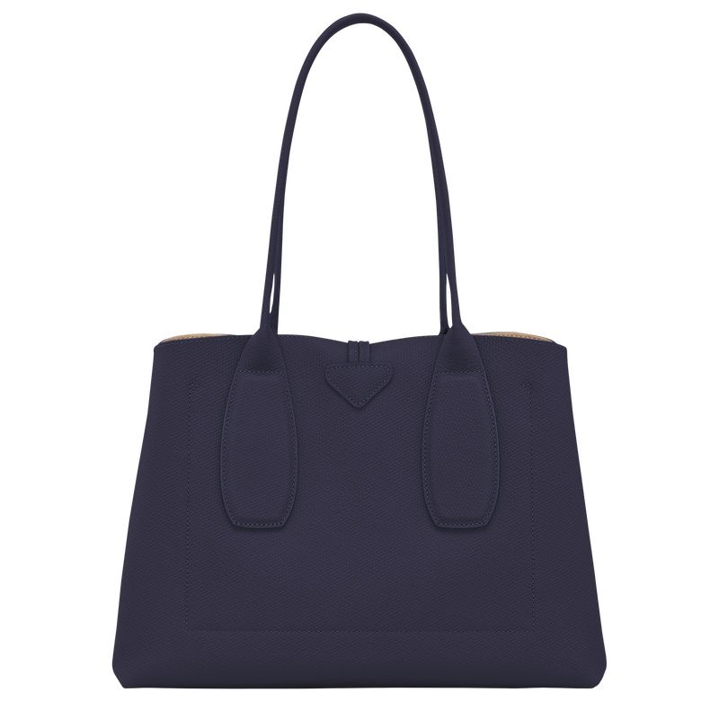 Bolsas Tote Longchamp Roseau L Feminino Azul Marinho | 5134-STZRN