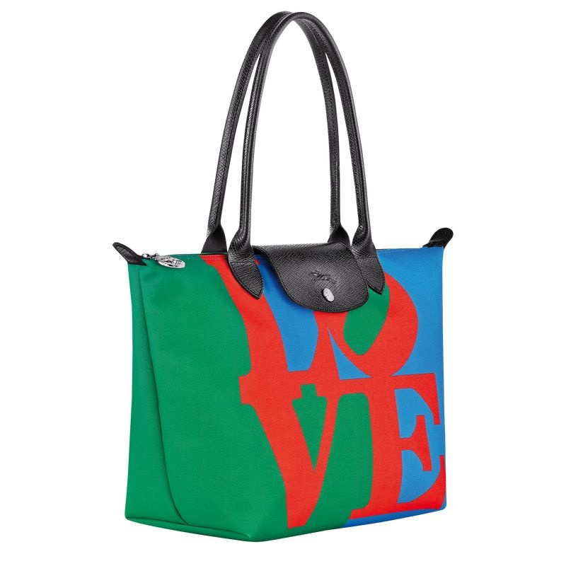 Bolsas Tote Longchamp x Robert Indiana M Feminino Vermelhas Azul Marinho | 2365-YPQRB