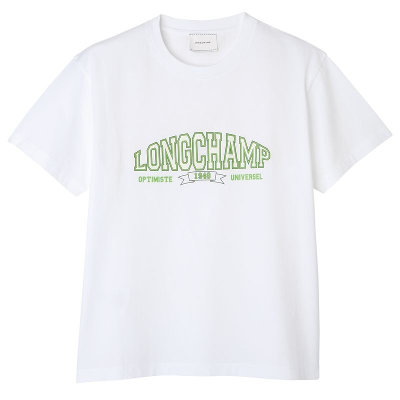 Camiseta Longchamp Feminino Branco | 8057-GTBRW