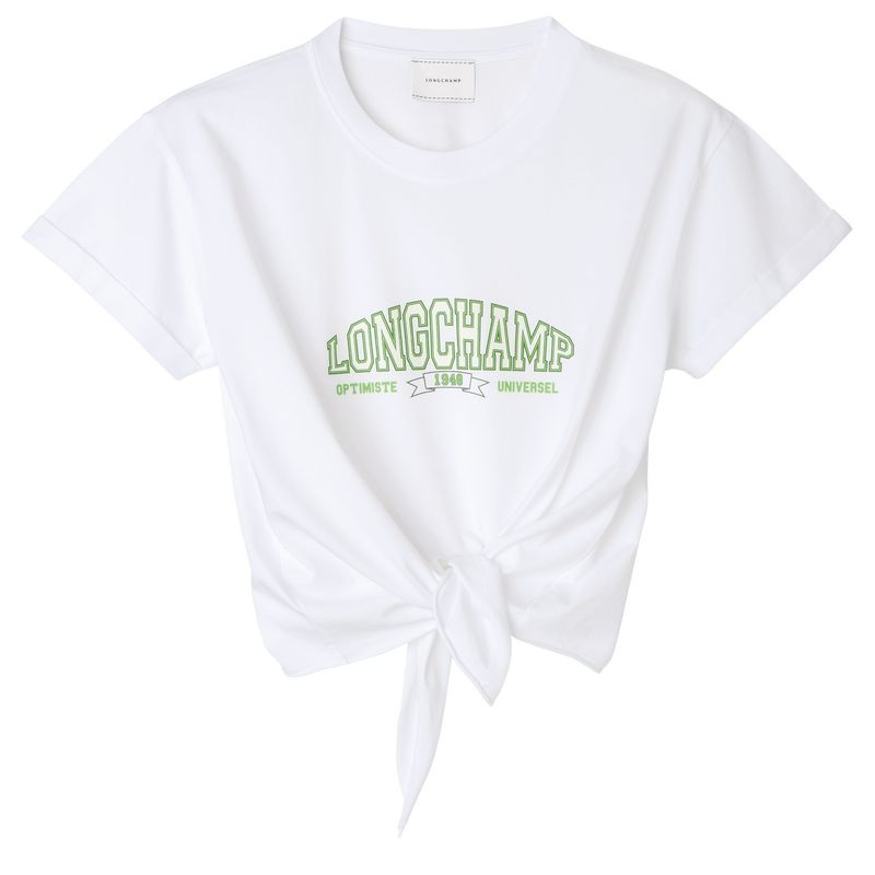 Camiseta Longchamp Tied Feminino Branco | 6325-QBJSR