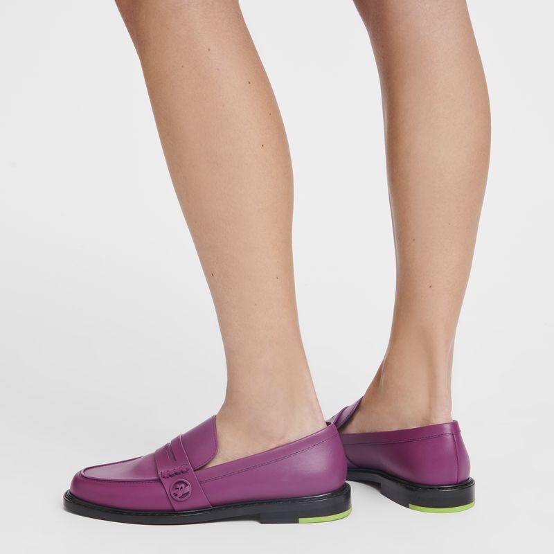 Mocassins Longchamp Box-Trot Feminino Roxo | 2608-XNSAW