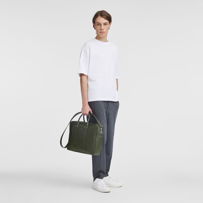 Pasta Longchamp Le Foulonné M Masculino Caqui | 9270-CNTUO