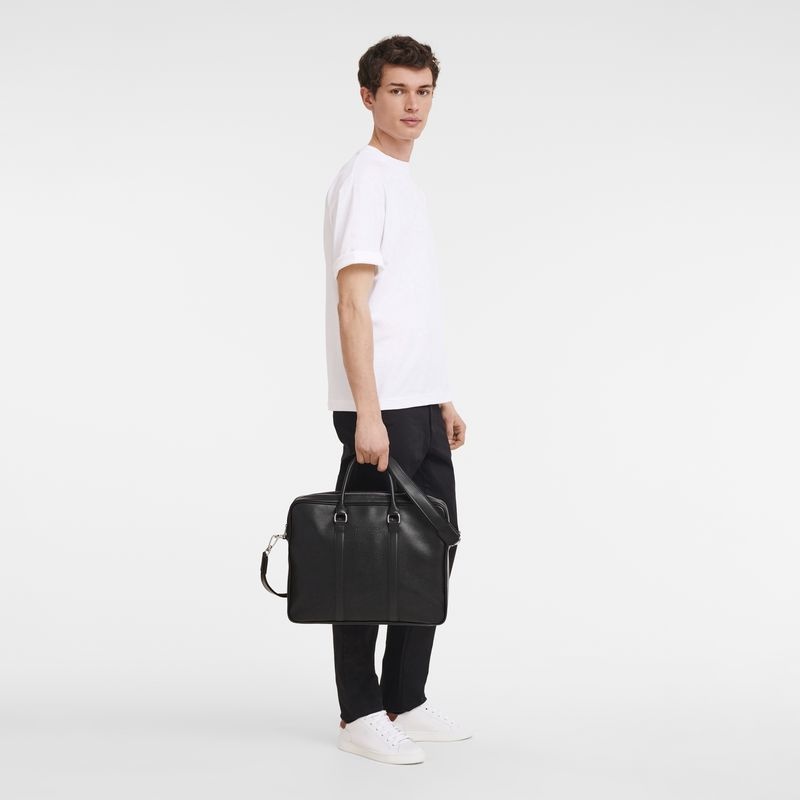 Pasta Longchamp Le Foulonné M Masculino Pretas | 3761-TVDNE