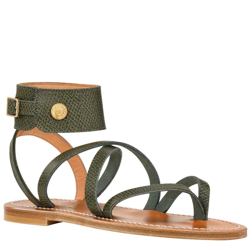 Sandálias Longchamp x K.Jacques Sandals Feminino Verde Oliva | 4865-PVLAB