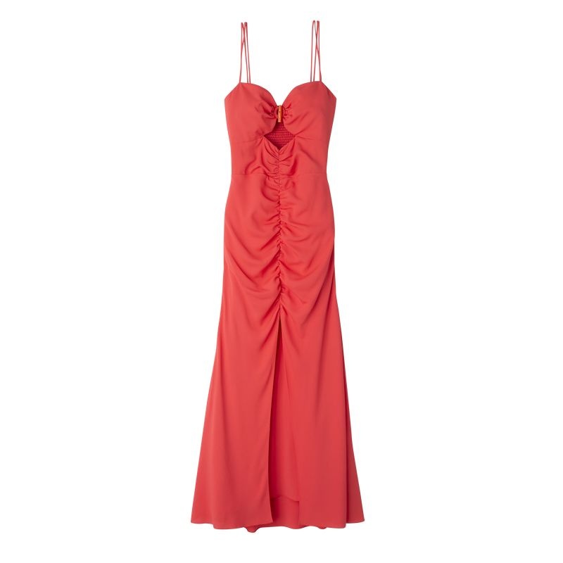 Vestido Longchamp Midi Feminino Vermelhas | 1387-LXEYR